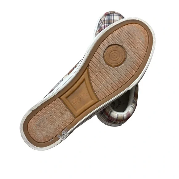 POLO RALPH LAUREN Madras Maroon / Tan Plaid‎ Humberto Canvas Sneakers Size 8D - Picture 8 of 9